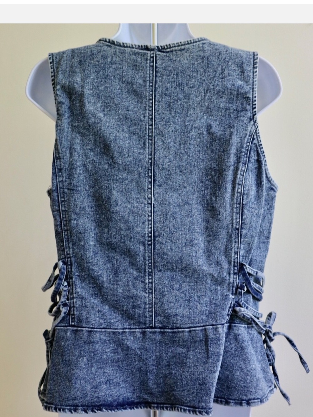 Venus Dark Wash Denim Zip Front Tank with Side Lace-Up - Picture 4 of 5